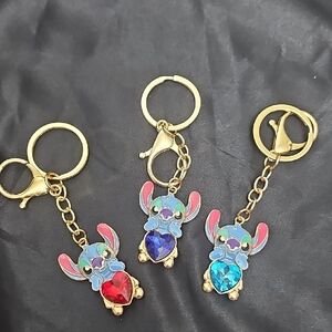 Stitch Keychain/ Bag Charm  with Heart Accents Select 1